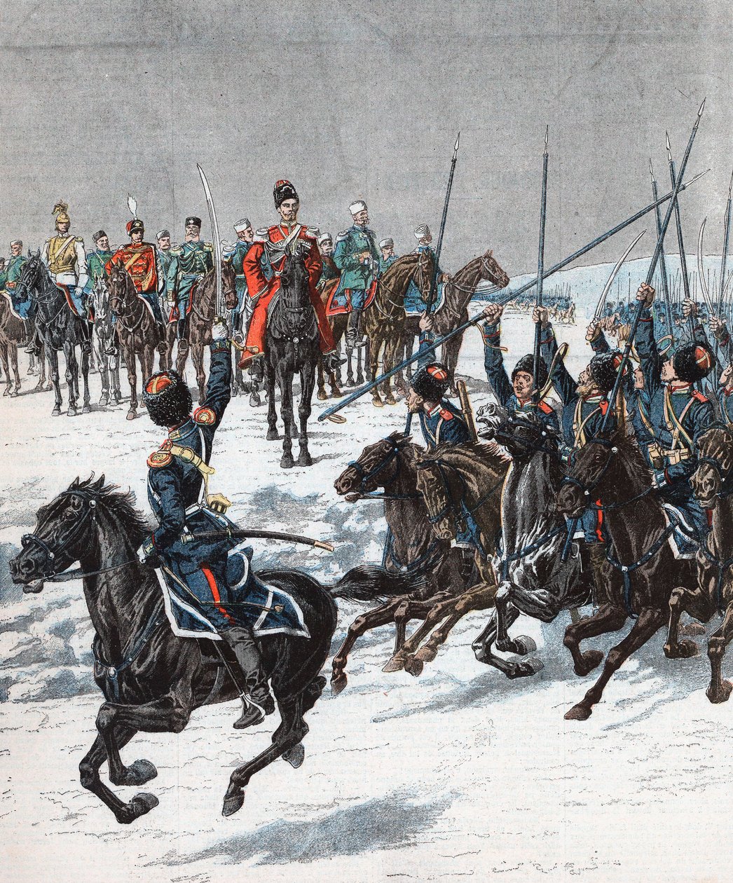 ज़ार निकोलस द्वितीय ने Cossacks की समीक्षा की, रुसो-जापानी युद्ध, 1904-5 द्वारा अज्ञात