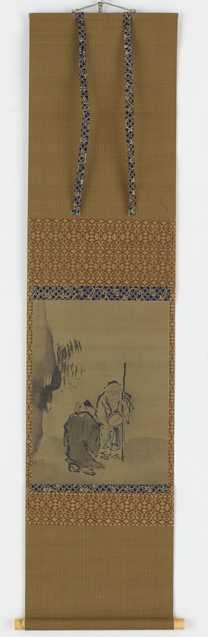 एक लटकती हुई चट्टान के पास दो चीनी संत, ईदो काल, 1615-1868। द्वारा अज्ञात