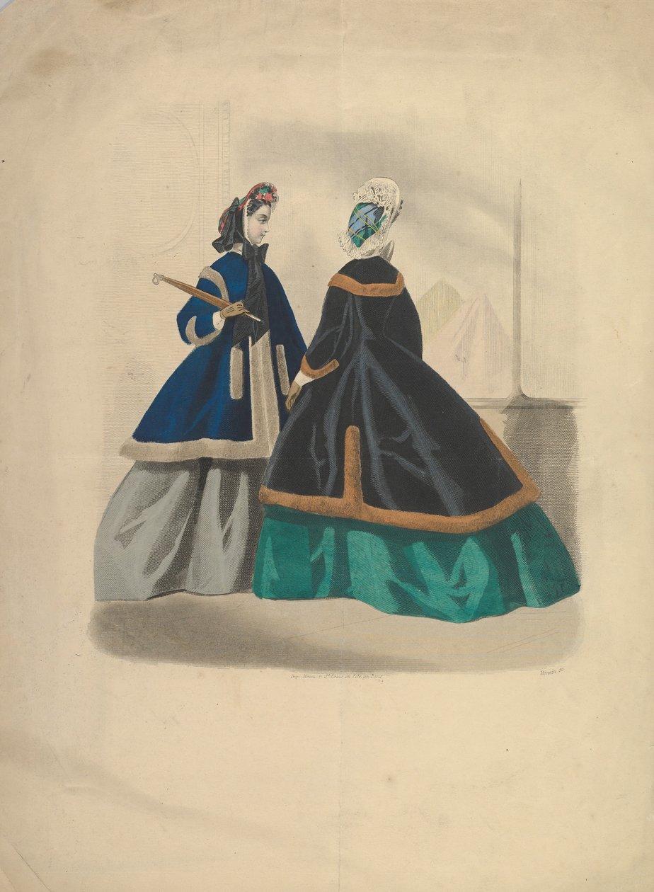 दो महिला पहनने वाले कोट, 1863-64। द्वारा अज्ञात