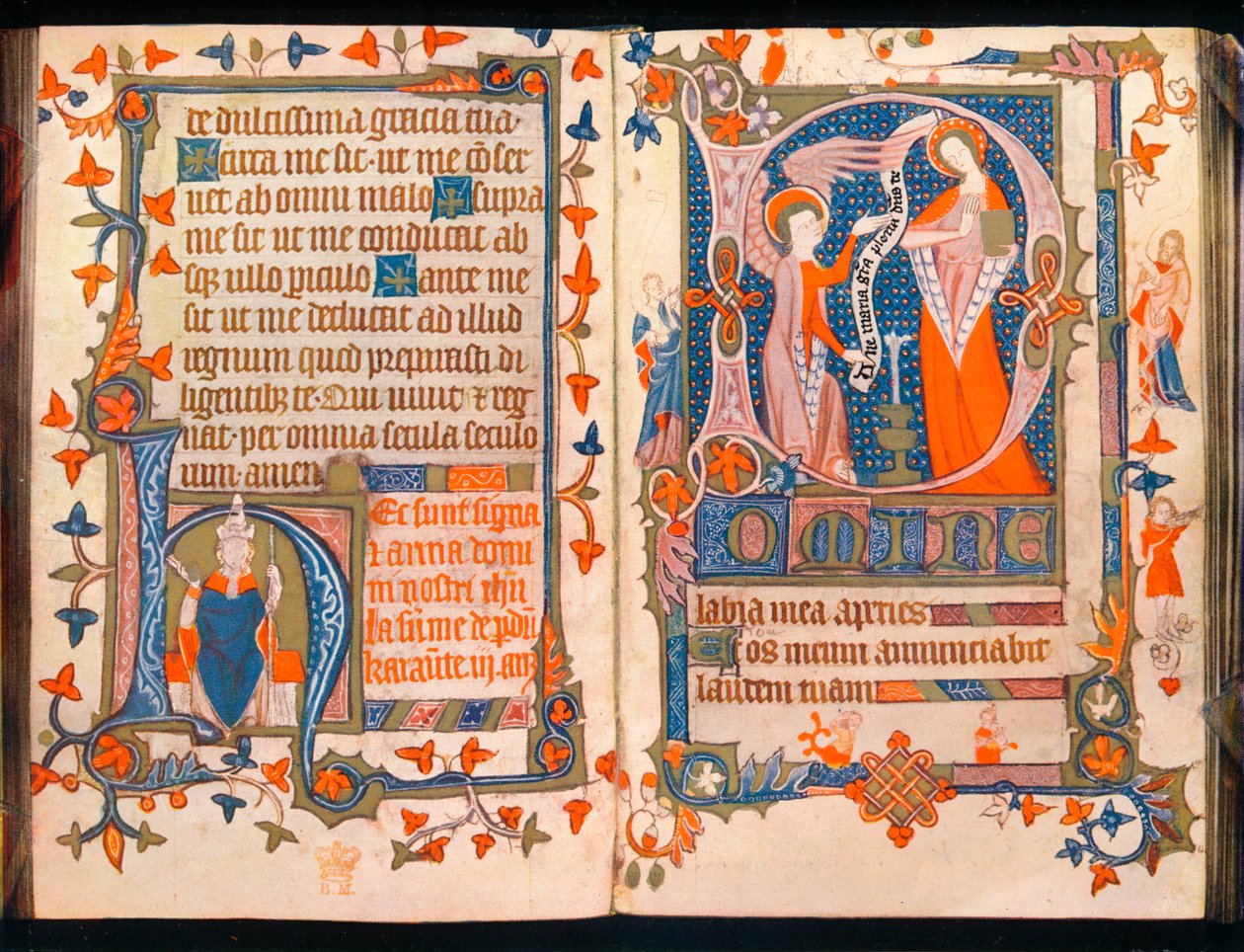A Book of Hours से दो पृष्ठ, c1350 द्वारा अज्ञात
