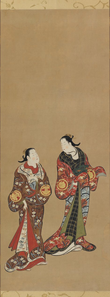 गहरे वस्त्र पहने दो लम्बी महिलाएँ, ईदो काल, 1615-1868। द्वारा अज्ञात