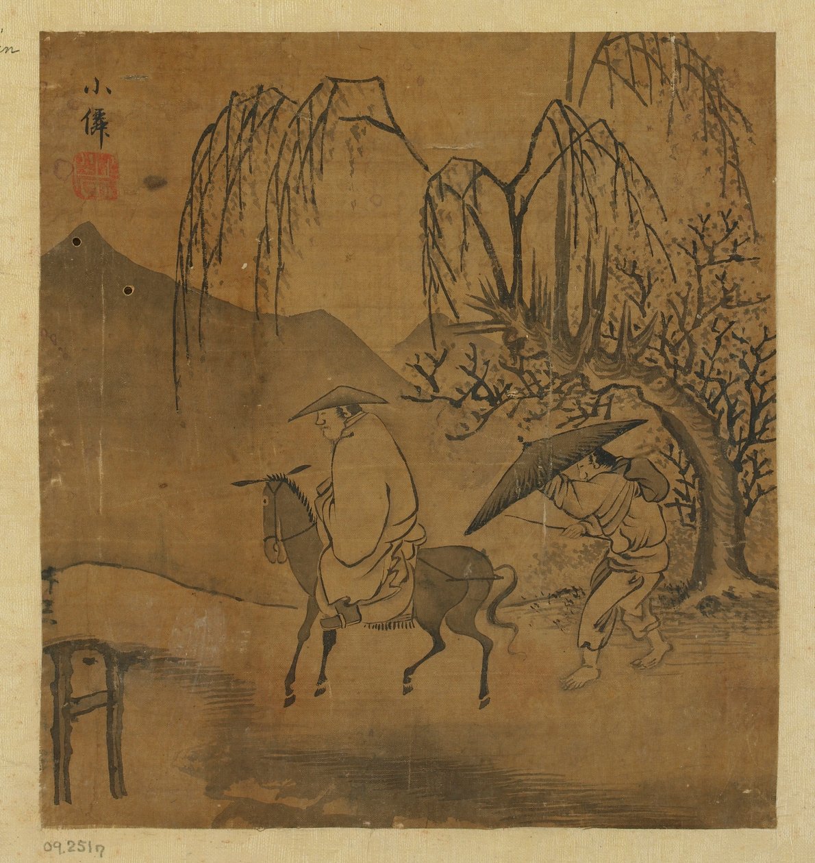 बारिश में दो यात्री, संभवतः मिंग राजवंश, 1368-1644। द्वारा अज्ञात