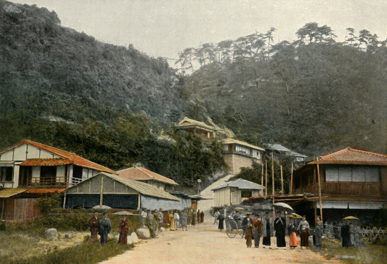 Une Rue A Nunobiki, Pres De Kobe, A Road in Nunobiki, कोबे के पास, 1900। द्वारा अज्ञात