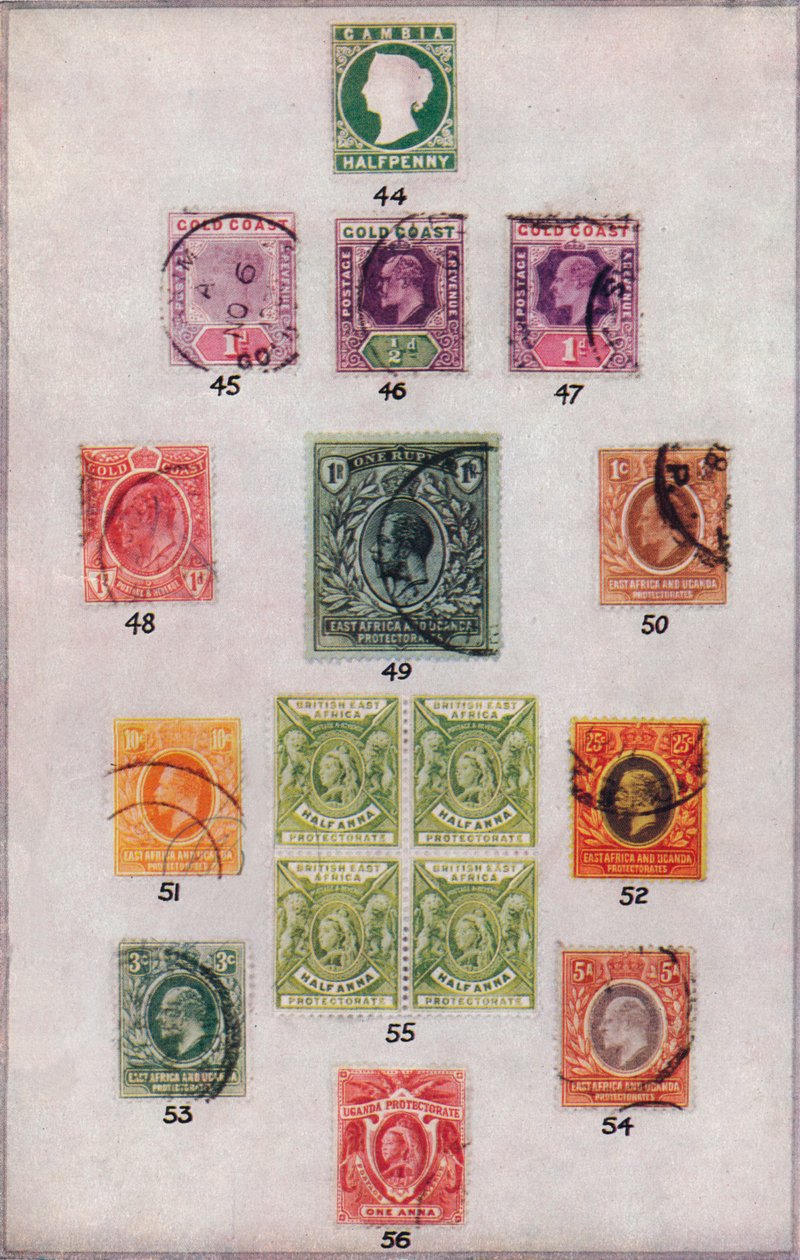 अफ्रीका के विभिन्न टिकटों नं। 44-56, c1943, 1944 द्वारा अज्ञात