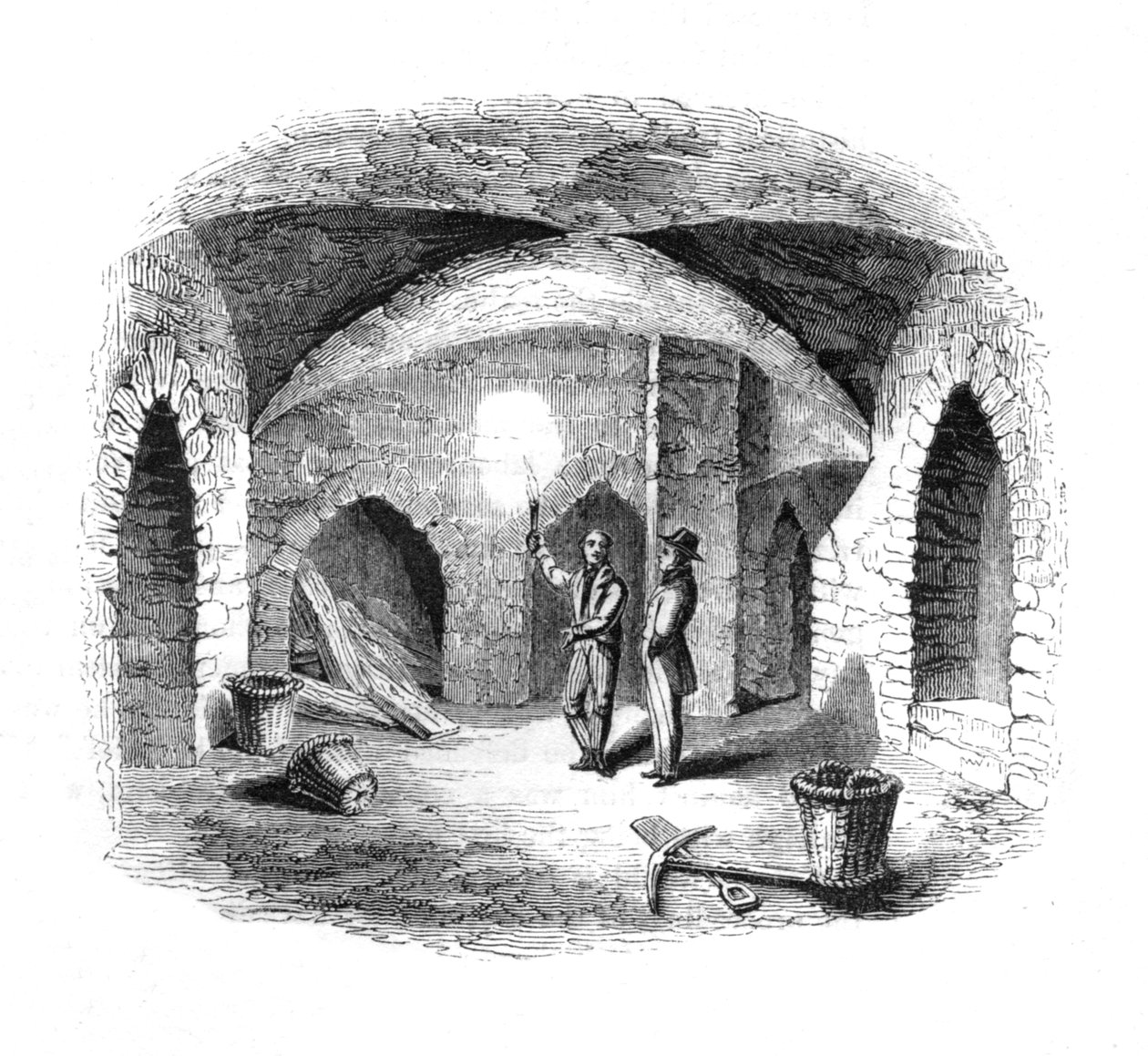 ओल्ड हाउस ऑफ लॉर्ड्स के नीचे वॉल्ट, 1845 द्वारा अज्ञात