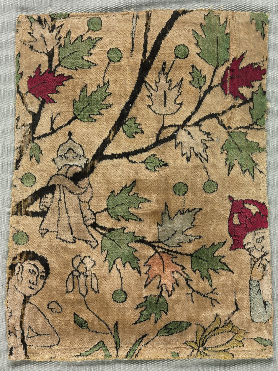 मखमली टुकड़ा, खुसरो शिरीन स्नान देखता है, 1550-99। द्वारा अज्ञात