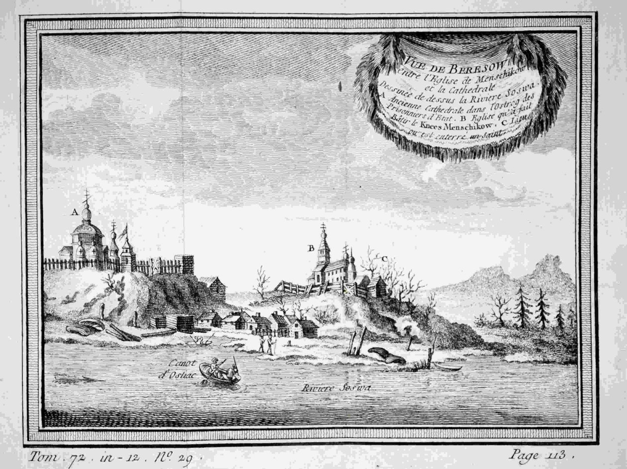 1770 के दशक में सोसवा नदी से बेरोज़ोवो का दृश्य द्वारा अज्ञात
