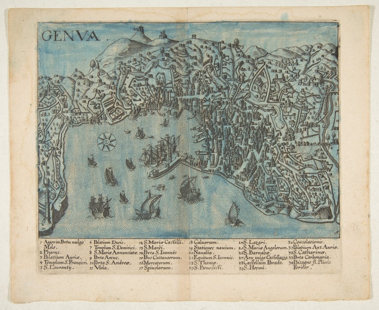 जेनोआ का दृश्य, 1604। द्वारा अज्ञात