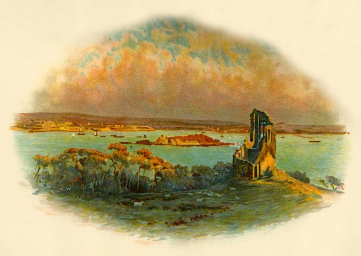 माउंट एडग्यूम्बे का दृश्य, कॉर्नवॉल, प्लायमाउथ साउंड के पार, सी 1890। द्वारा अज्ञात