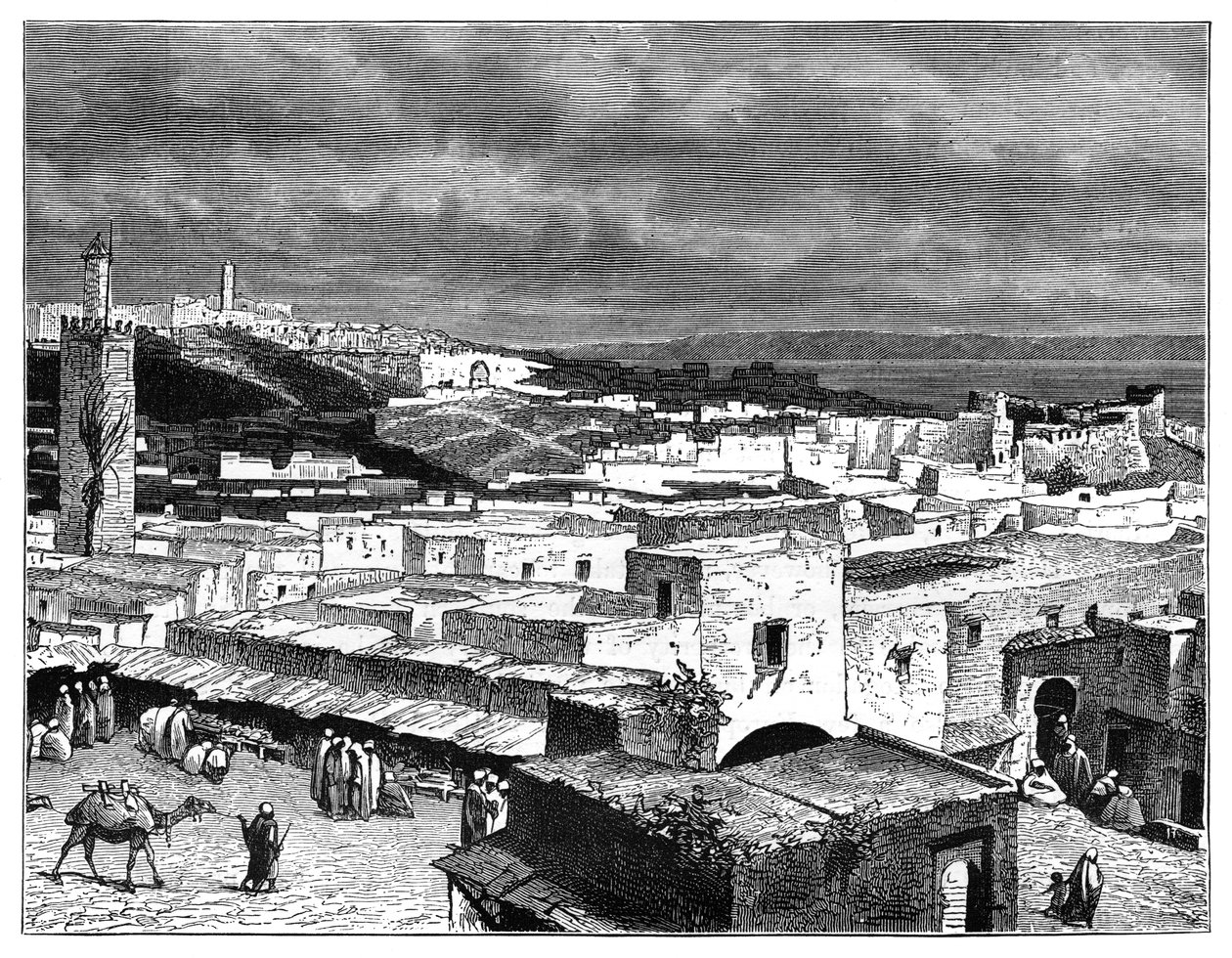 ज़मीन की ओर से टैंगियर, मोरक्को का दृश्य, c1890 द्वारा अज्ञात