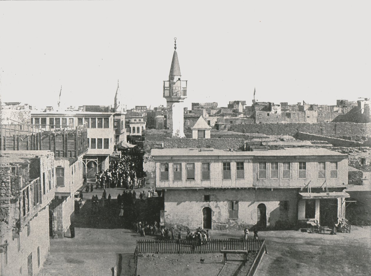 ओल्ड टाउन, स्वेज, मिस्र, 1895 का दृश्य। द्वारा अज्ञात