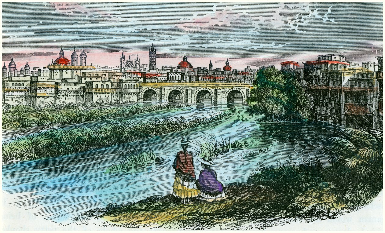 रीमाक नदी से पेरू की राजधानी लीमा शहर का दृश्य, c1875 द्वारा अज्ञात