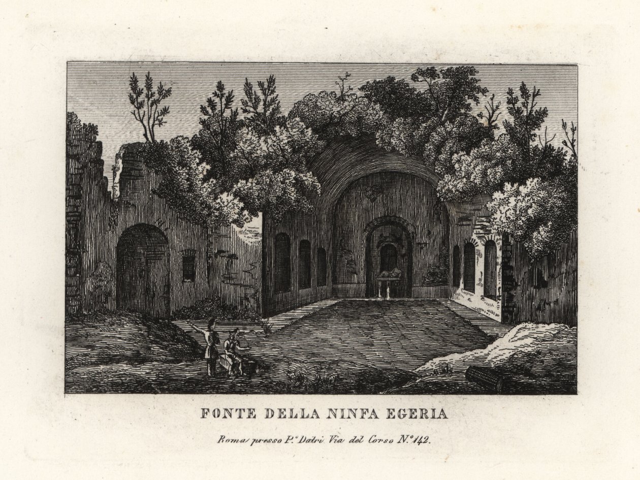 अप्सरा Egeria, Egeria nympheum, Ninfeo d'Egeria, रोम के वसंत का दृश्य द्वारा अज्ञात