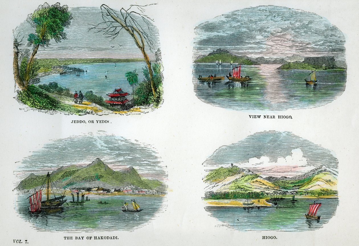 जापान के प्रमुख शहरों और बंदरगाहों का दृश्य, c1880 द्वारा अज्ञात