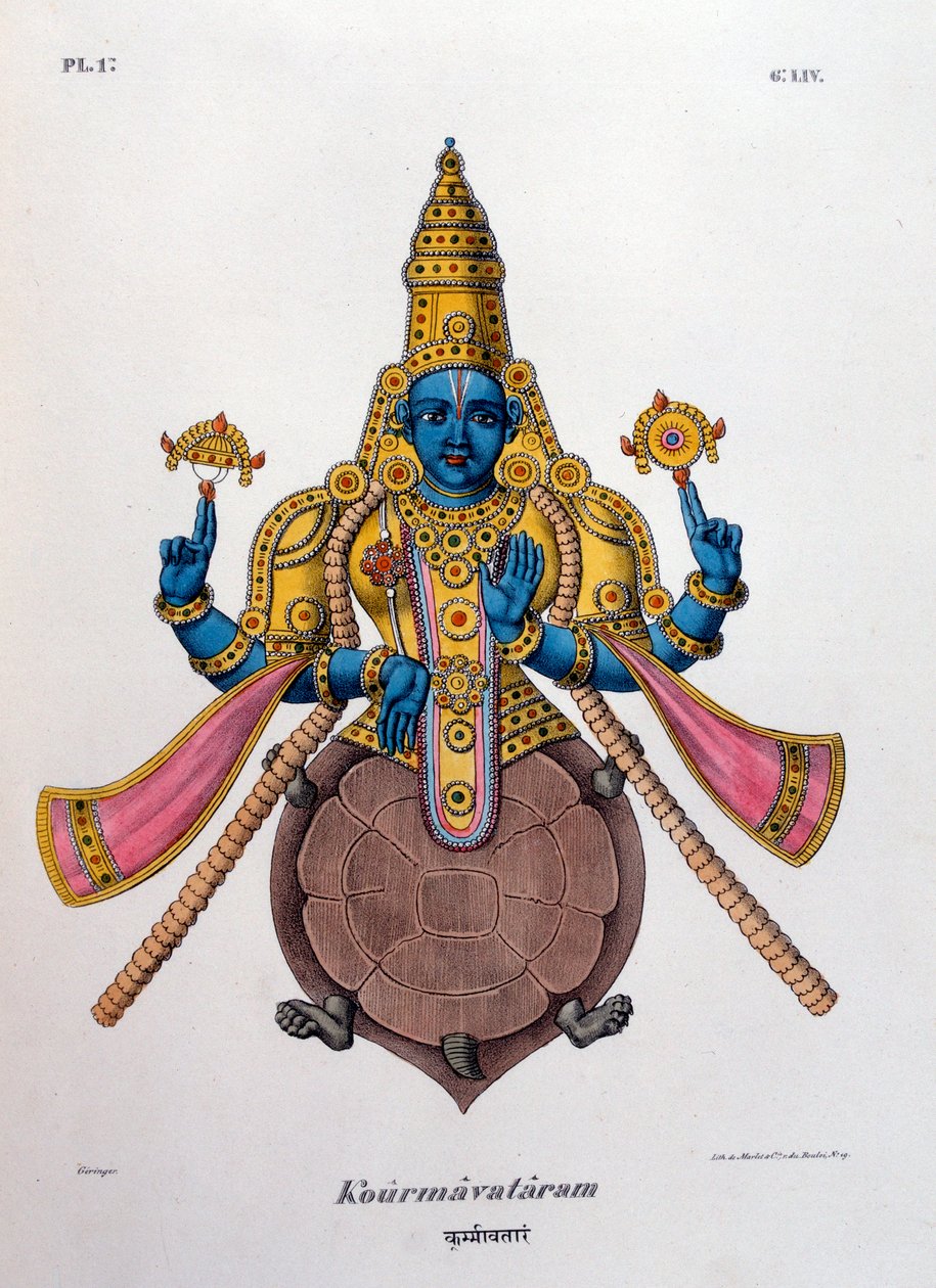 विष्णु, हिंदू त्रिमूर्ति त्रिमूर्ति के देवताओं में से एक, 1828 द्वारा अज्ञात