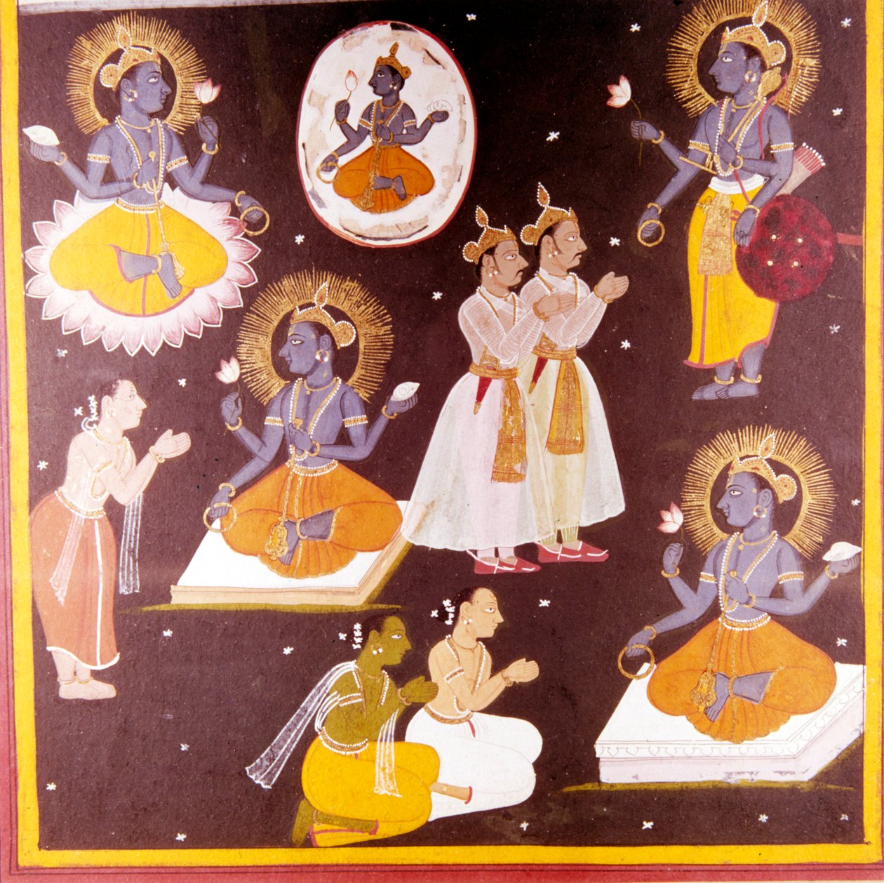 पाँच अभिव्यक्तियों में विष्णु की पूजा की गई, सी1690 द्वारा अज्ञात