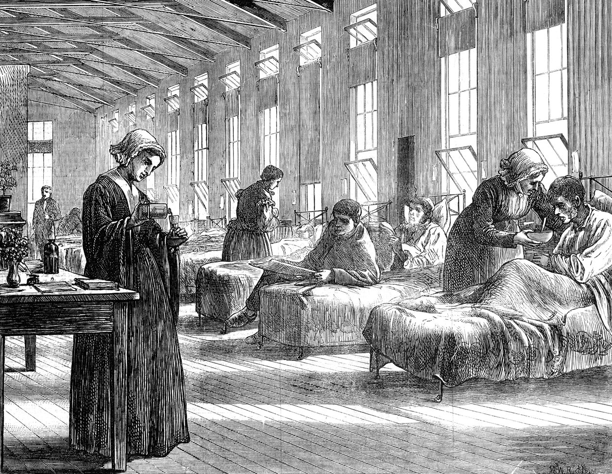 1871 में हेम्पस्टेड चेचक अस्पताल में वार्ड द्वारा अज्ञात