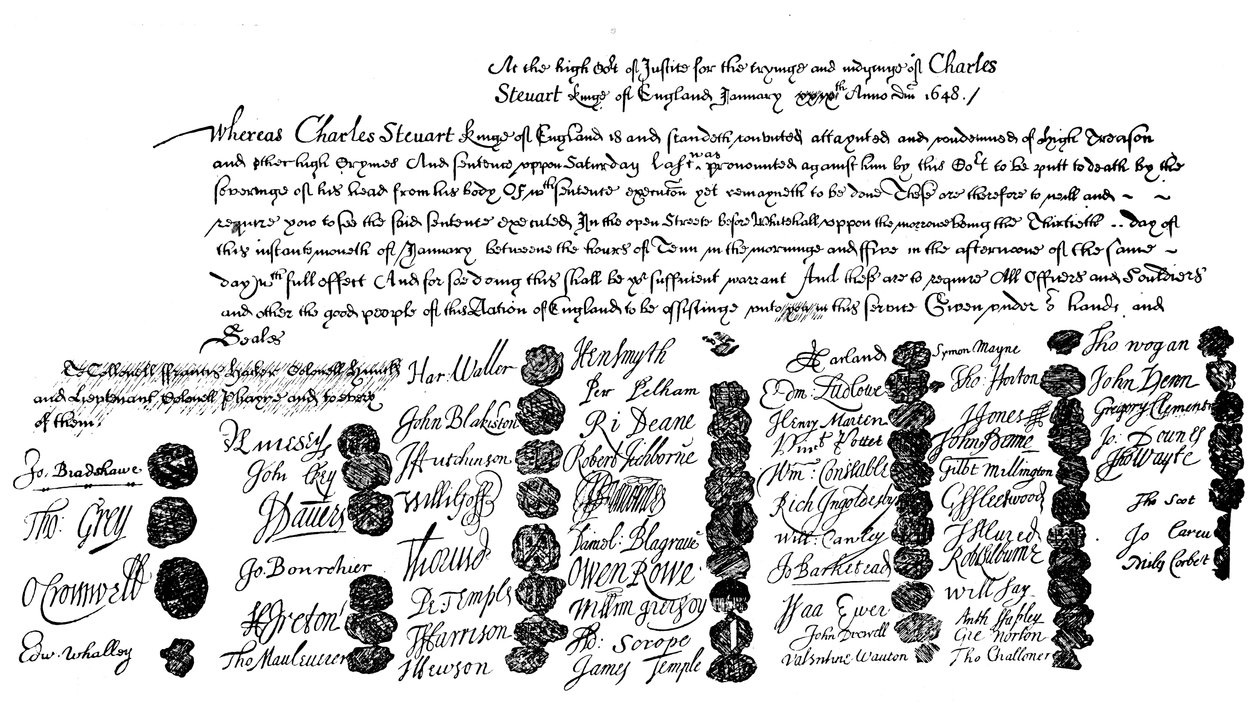 राजा चार्ल्स के निष्पादन के लिए वारंट, 1648, 1909 द्वारा अज्ञात
