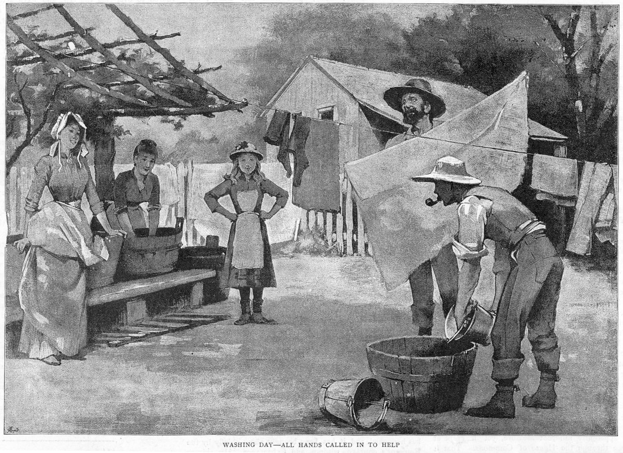 वाशिंग डे - ऑल हैन्ड्स इन टू हेल्प, 1889 द्वारा अज्ञात