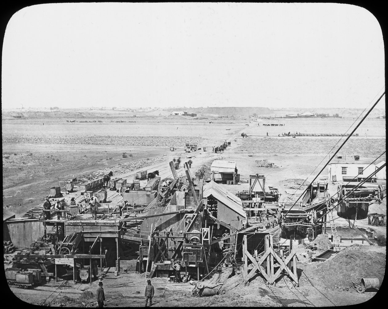 एक खदान पर धुलाई गियर और फर्श, दक्षिण अफ्रीका, c1890 द्वारा अज्ञात