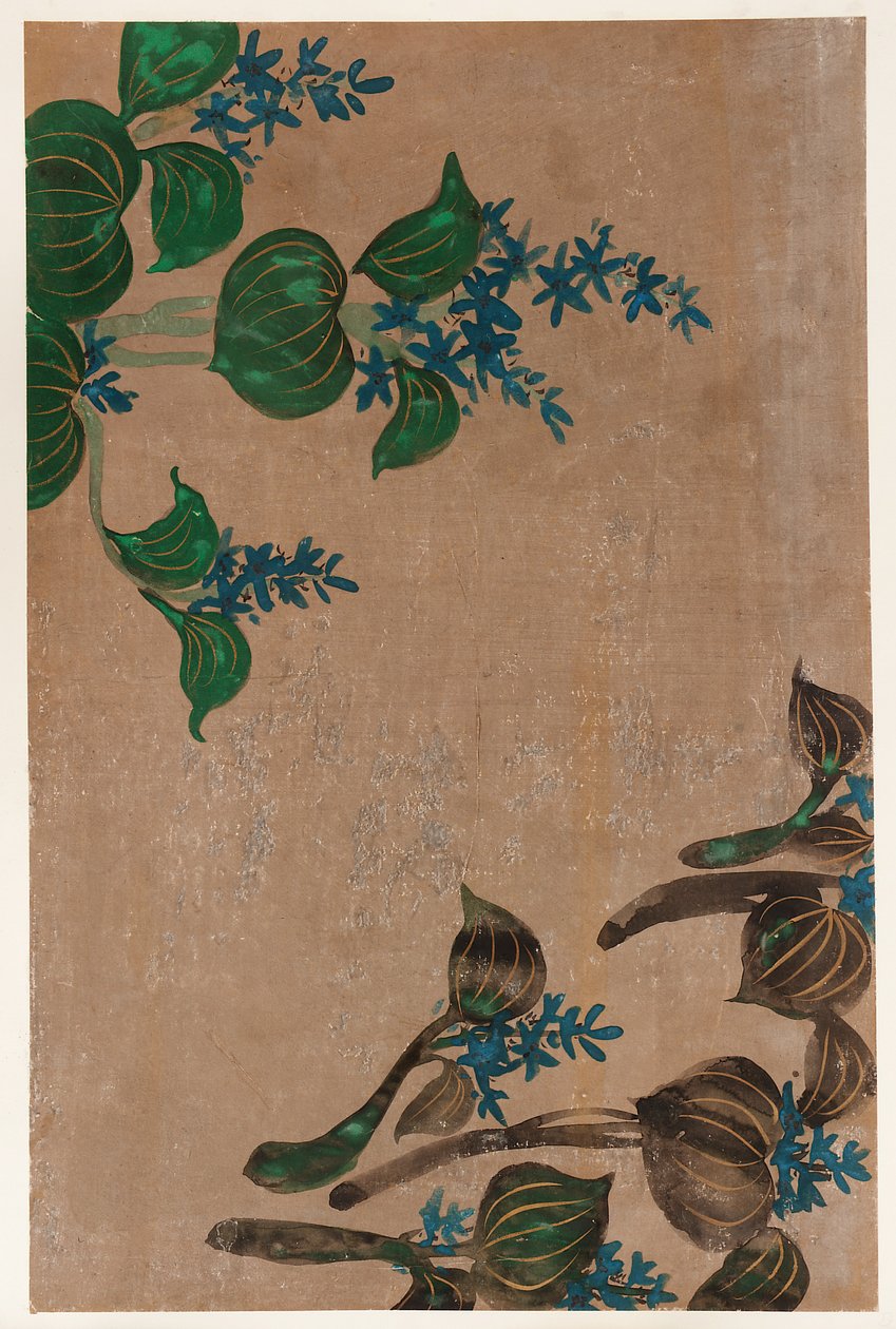 नीले फूलों वाले जलीय पौधे, ईदो काल, 1615-1868। द्वारा अज्ञात