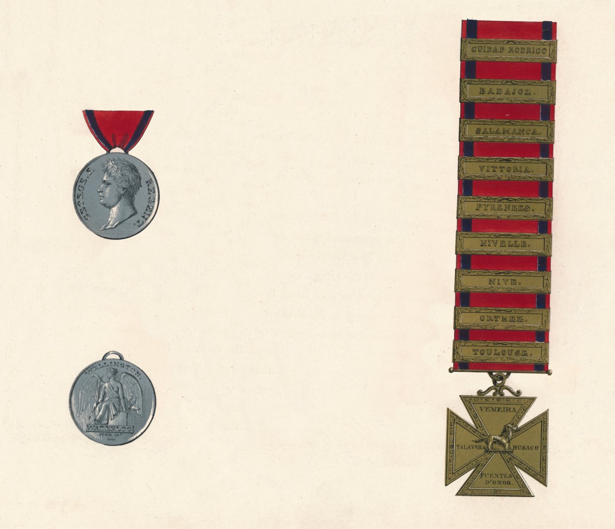 वाटरलू एंड मिलिट्री जनरल सर्विस मेडल 1793-1814, c19 वीं शताब्दी द्वारा अज्ञात