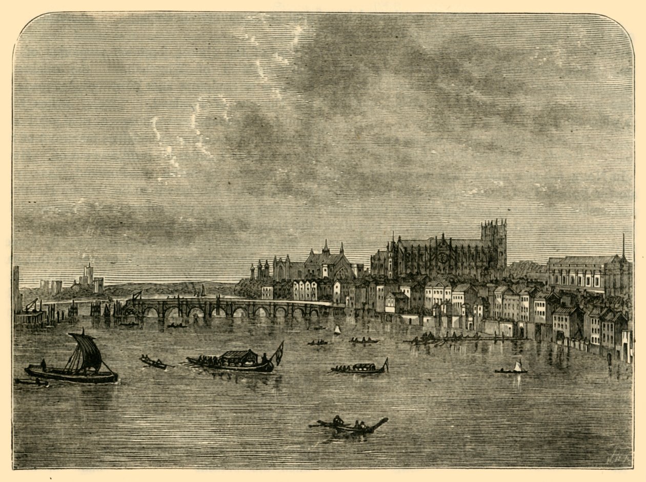 वेस्टमिंस्टर ब्रिज, 1881। द्वारा अज्ञात