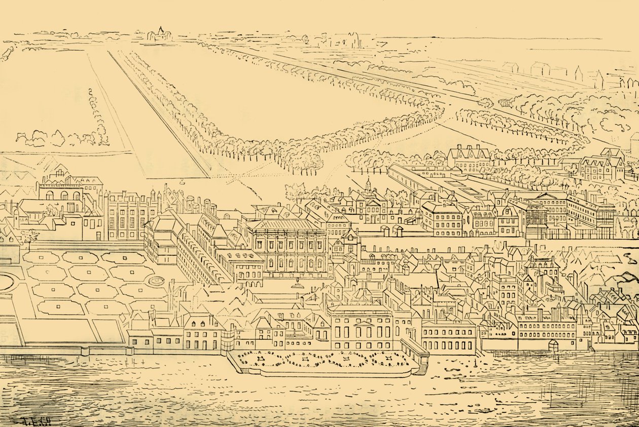 व्हाइटहॉल, नदी से, 1881। द्वारा अज्ञात