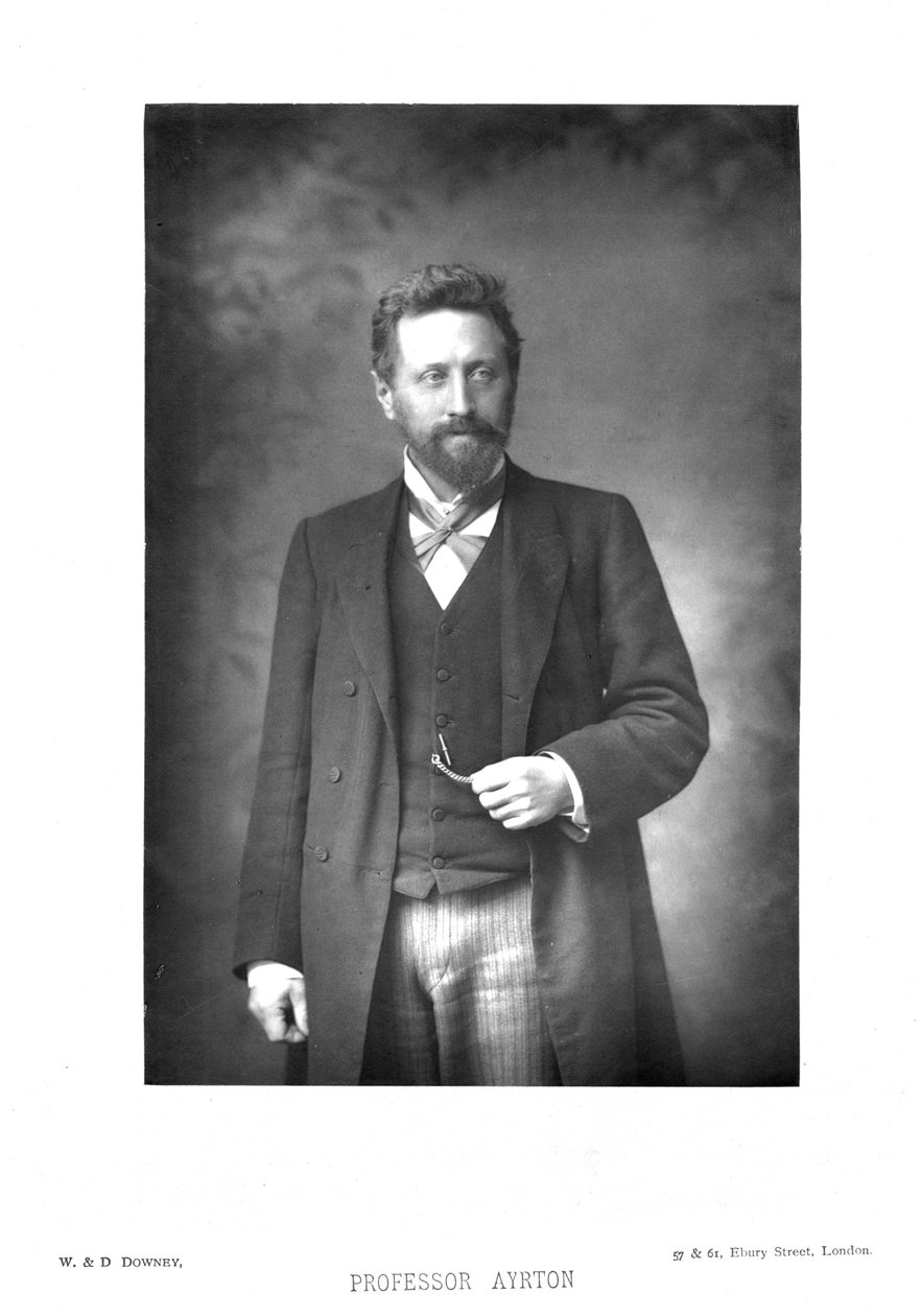 विलियम एडवर्ड एर्टन 1847-1908, ब्रिटिश भौतिक विज्ञानी, इलेक्ट्रिकल इंजीनियर और आविष्कारक, c1890 द्वारा अज्ञात