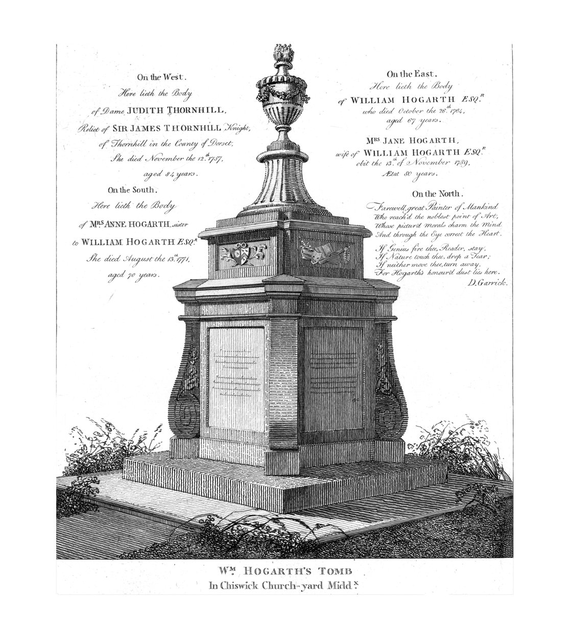 विलियम हॉगर्थ की कब्र, c1793 द्वारा अज्ञात