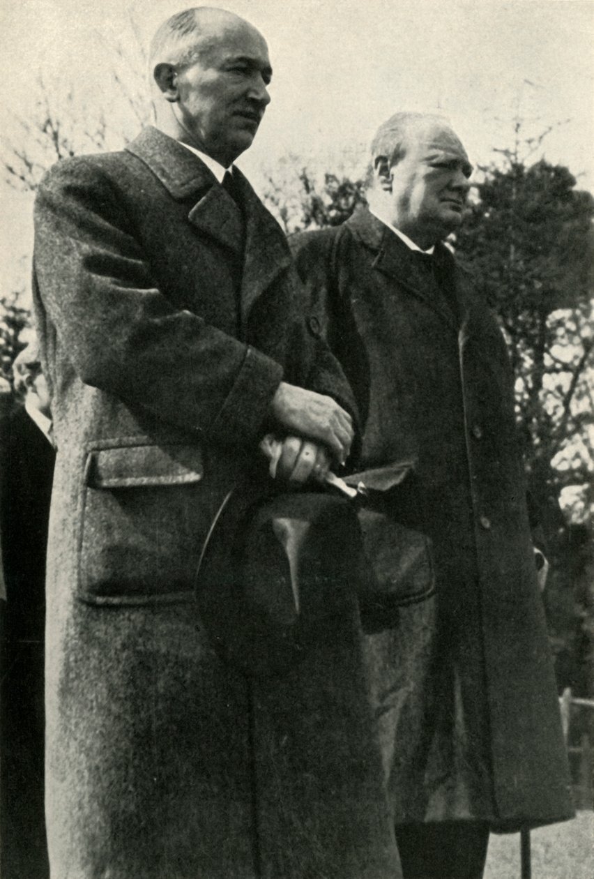 विंस्टन चर्चिल और राष्ट्रपति बेन्स, c1940s, 1947। द्वारा अज्ञात