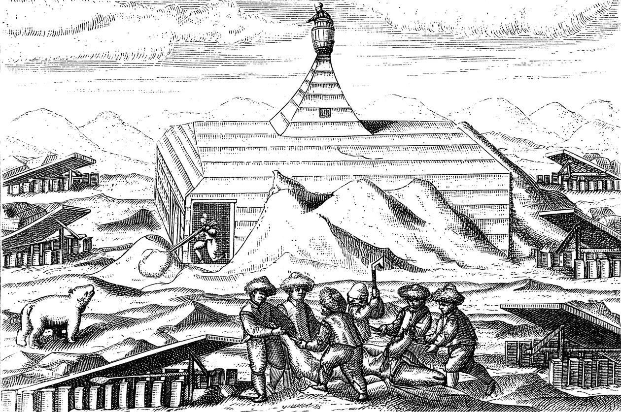 विलेम बर्ट्स के शीतकालीन क्वार्टरों का आर्कटिक में विस्तार, 1596-1597 द्वारा अज्ञात