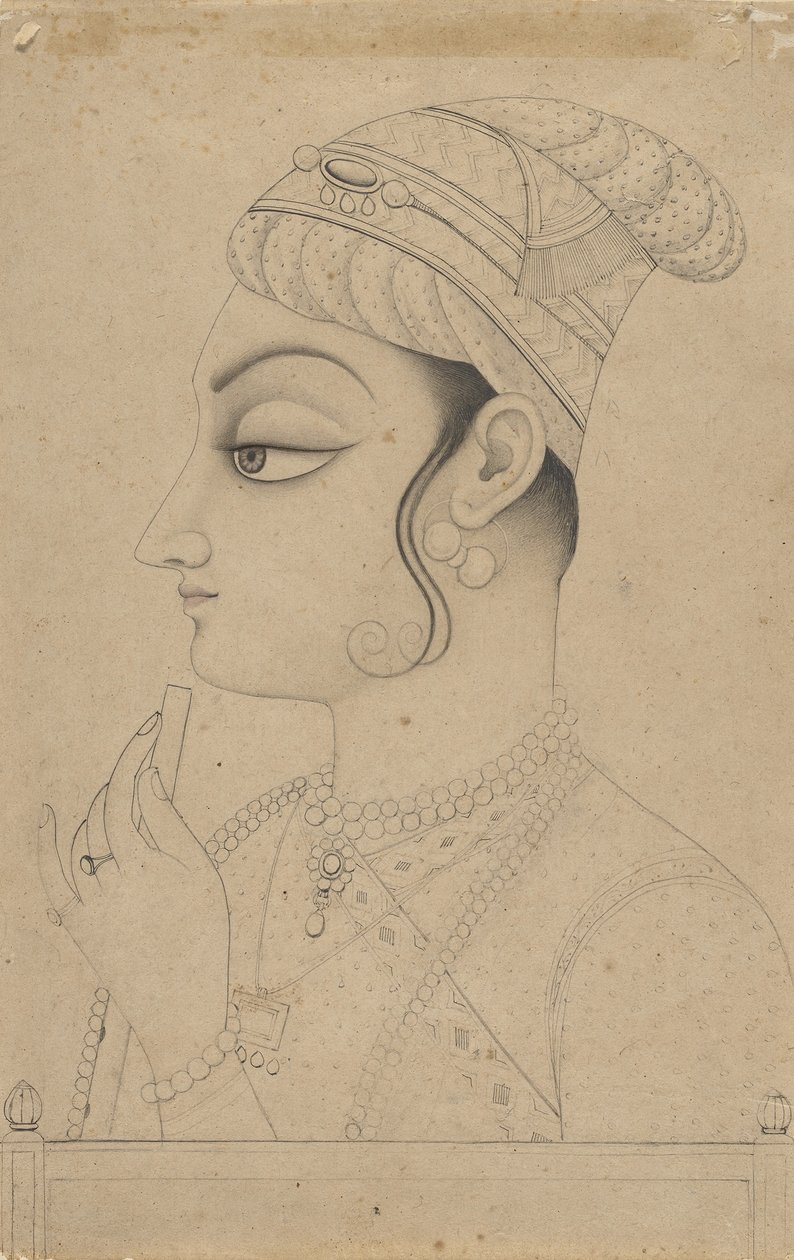 बांसुरी धारण करने वाली और कृष्ण के वेश में 18वीं शताब्दी के मध्य तक महिला। द्वारा अज्ञात