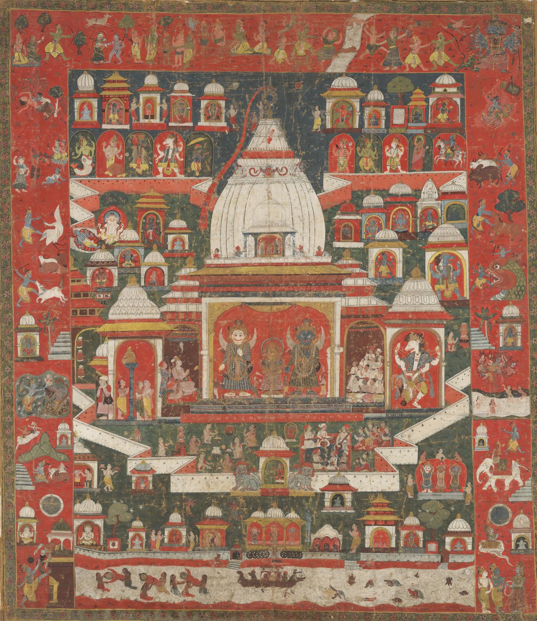 पुरी में अपने मंदिर में भगवान जगन्नाथ की पूजा, पहली छमाही 18 वीं शताब्दी। द्वारा अज्ञात