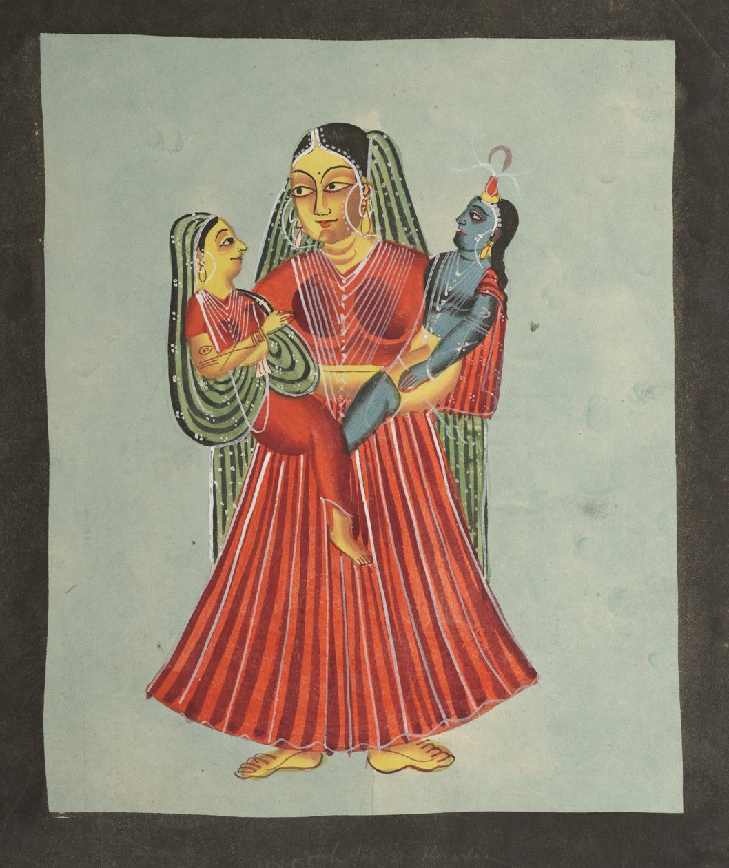 यशोदा होल्डिंग कृष्णा और राधा, 1800s। द्वारा अज्ञात