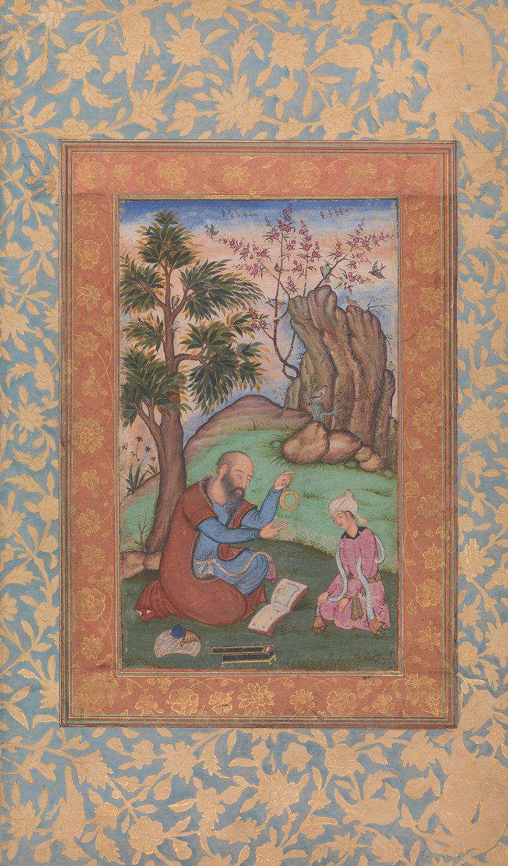 लैंडस्केप में बैठे युवा राजकुमार और मेंटर, सीए। 1600. द्वारा अज्ञात