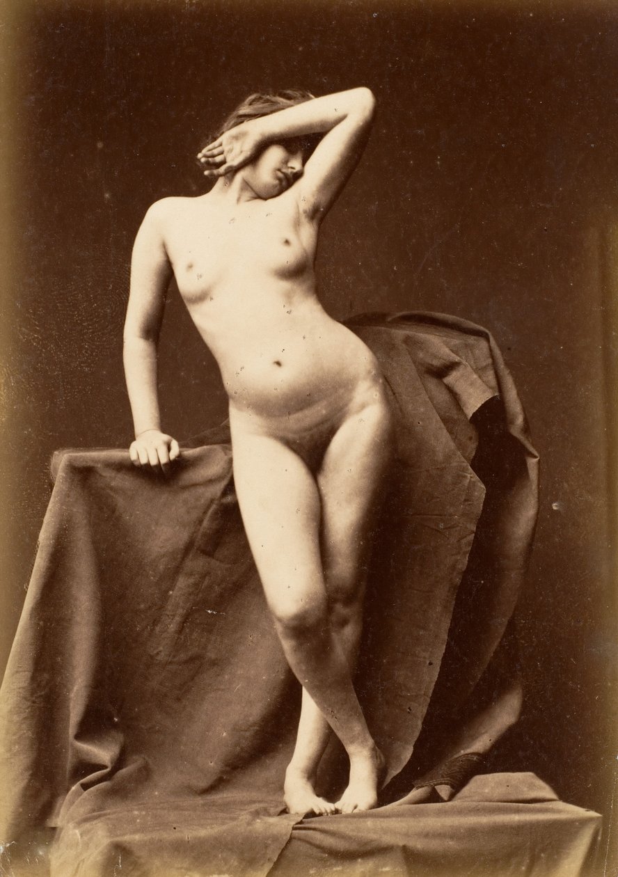 [यंग वुमन, न्यूड, फ्रॉम द फ्रंट विथ हैंड ओवर फेस], 1860 के दशक। द्वारा अज्ञात