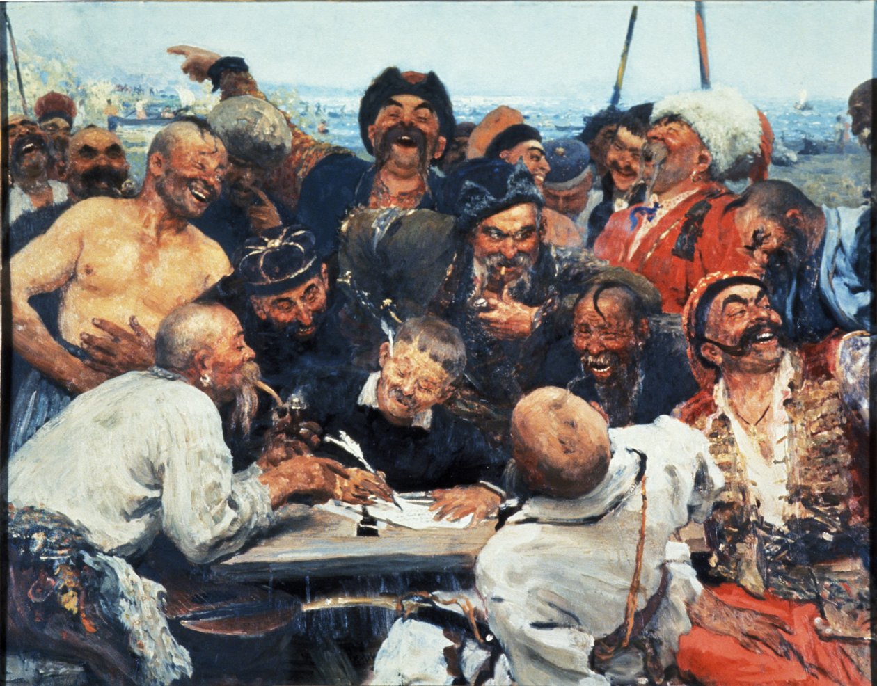 Zaporozhye Cossacks ने तुर्की सुल्तान को एक पत्र लिखा', इल्या रेपिन द्वारा पेंटिंग। द्वारा अज्ञात