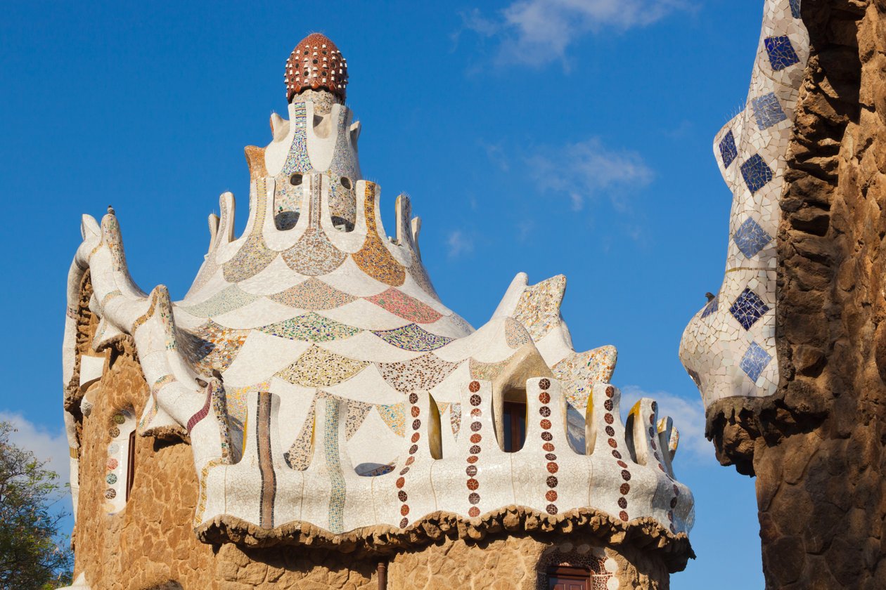 बार्सिलोना, स्पेन। Parc Güell के प्रवेश द्वार पर मंडप का विस्तार। यूनेस्को विश्व धरोहर स्थल। द्वारा अज्ञात अज्ञात