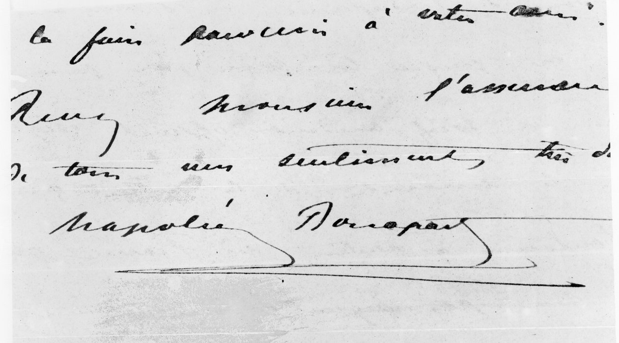 नेपोलियन बोनापार्ट (1769-1821) की लिखावट और हस्ताक्षर (कागज पर कलम और स्याही) द्वारा अज्ञात अज्ञात