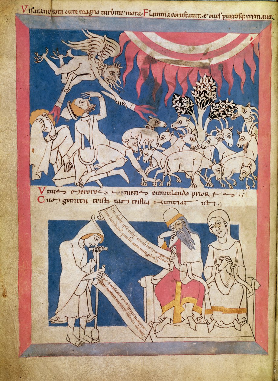 लैटिन 7253 15 675, f.4v: भगवान द्वारा परीक्षण की जा रही नौकरी द्वारा अज्ञात अज्ञात
