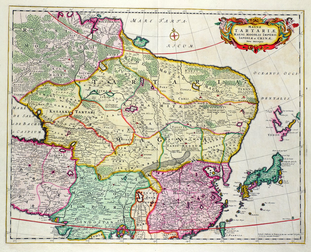 जापान और चीन को दिखाने वाले मंगोलिया का मानचित्र, फ्रेडरिक डे विट द्वारा c.1680 द्वारा अज्ञात अज्ञात