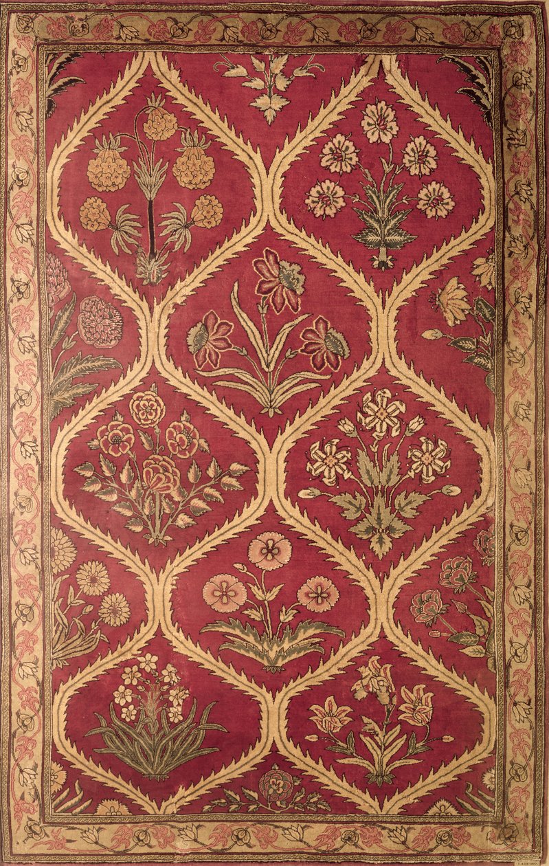फ़ारसी या तुर्की कालीन, 1617 वीं शताब्दी (एक रेशम ताना पर ऊनी ढेर) द्वारा अज्ञात अज्ञात
