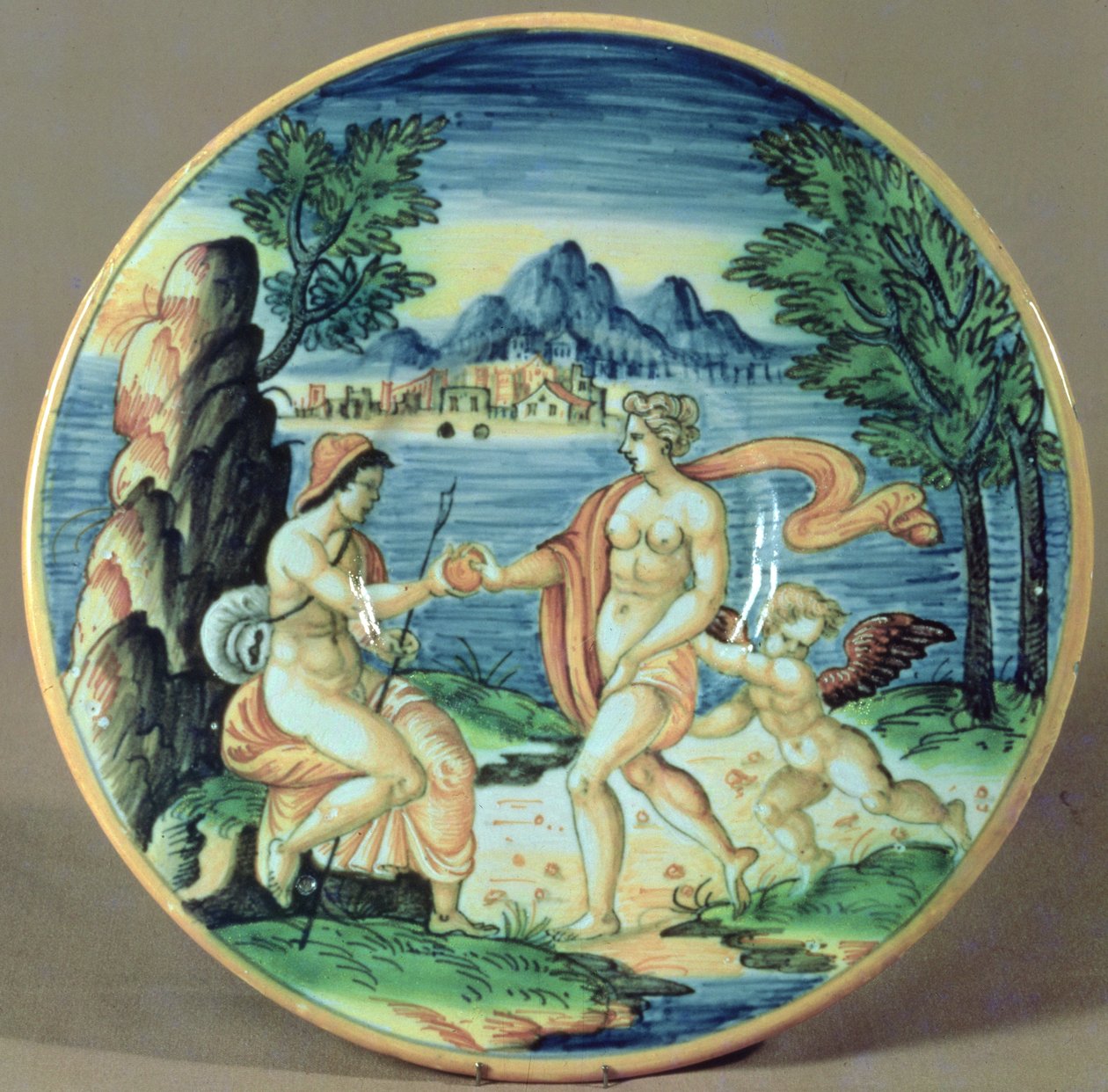 जियोवन्नी-बतिस्ता दा फ़ेंज़ा (1540-1614), 1563 द्वारा पेरिस और शुक्र को दर्शाने वाली प्लेट, 1563 द्वारा अज्ञात अज्ञात