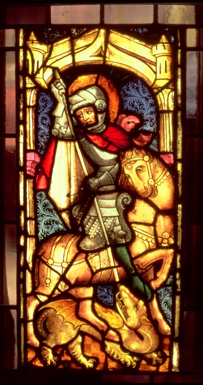 सैंट जॉर्ज और ड्रैगन को कोलोन से चित्रित ग्लास विंडो, c.1300 द्वारा अज्ञात अज्ञात