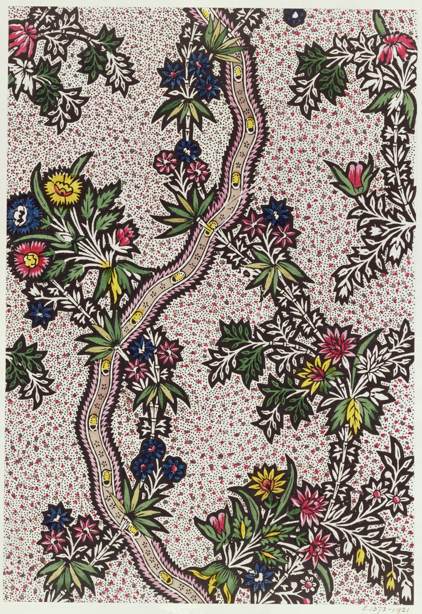 पौधों के रूपों और सर्पिन रिबन का कपड़ा डिजाइन, c.1770 द्वारा अज्ञात अज्ञात