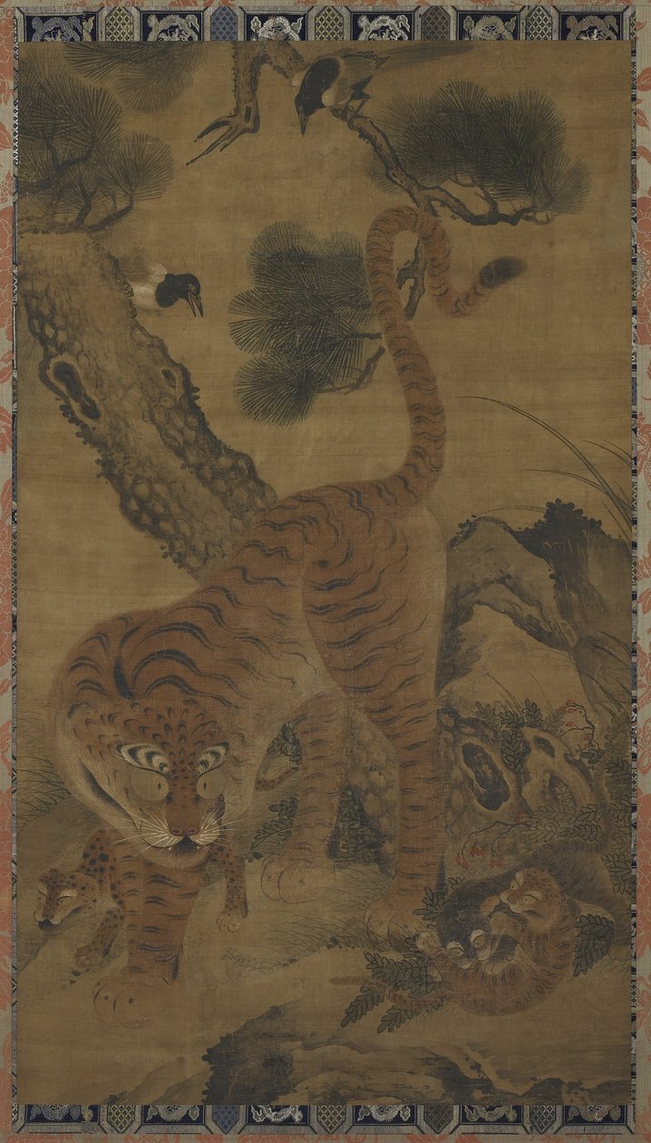 हैंगिंग स्क्रॉल: बाघ और शावक, कोरिया या चीन, चोसन काल या मिंग राजवंश, 18 वीं शताब्दी या 15 वीं -16 वीं शताब्दी द्वारा अज्ञात अज्ञात