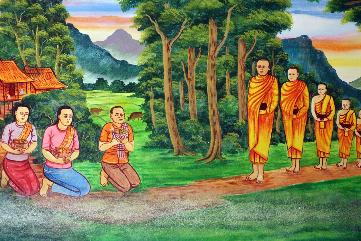 २०१५१०२९, वियनतियाने, लाओस: वाट सी मुआंग (सिमुओंग) बौद्ध मंदिर। शाक्यमुनि बुद्ध की जीवन गाथा को दर्शाती पेंटिंग द्वारा अज्ञात