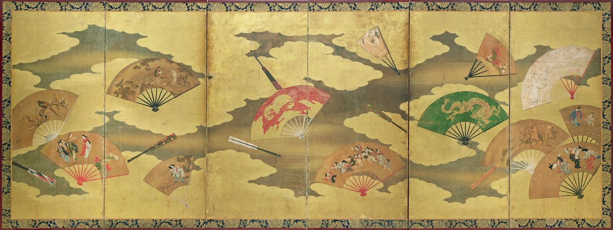 खुले और बंद पंखे की सजावट, मोमोयामा अवधि (1568-1615) द्वारा अज्ञात