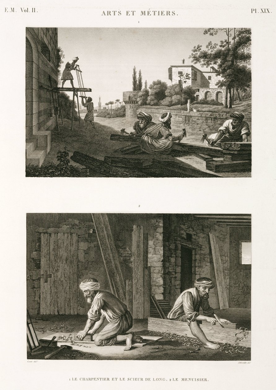 बिल्डिंग कंस्ट्रक्शन एंड रिपेयर कारपेंटर एंड जॉइनर्स, मिस्र, c 1798 द्वारा अज्ञात